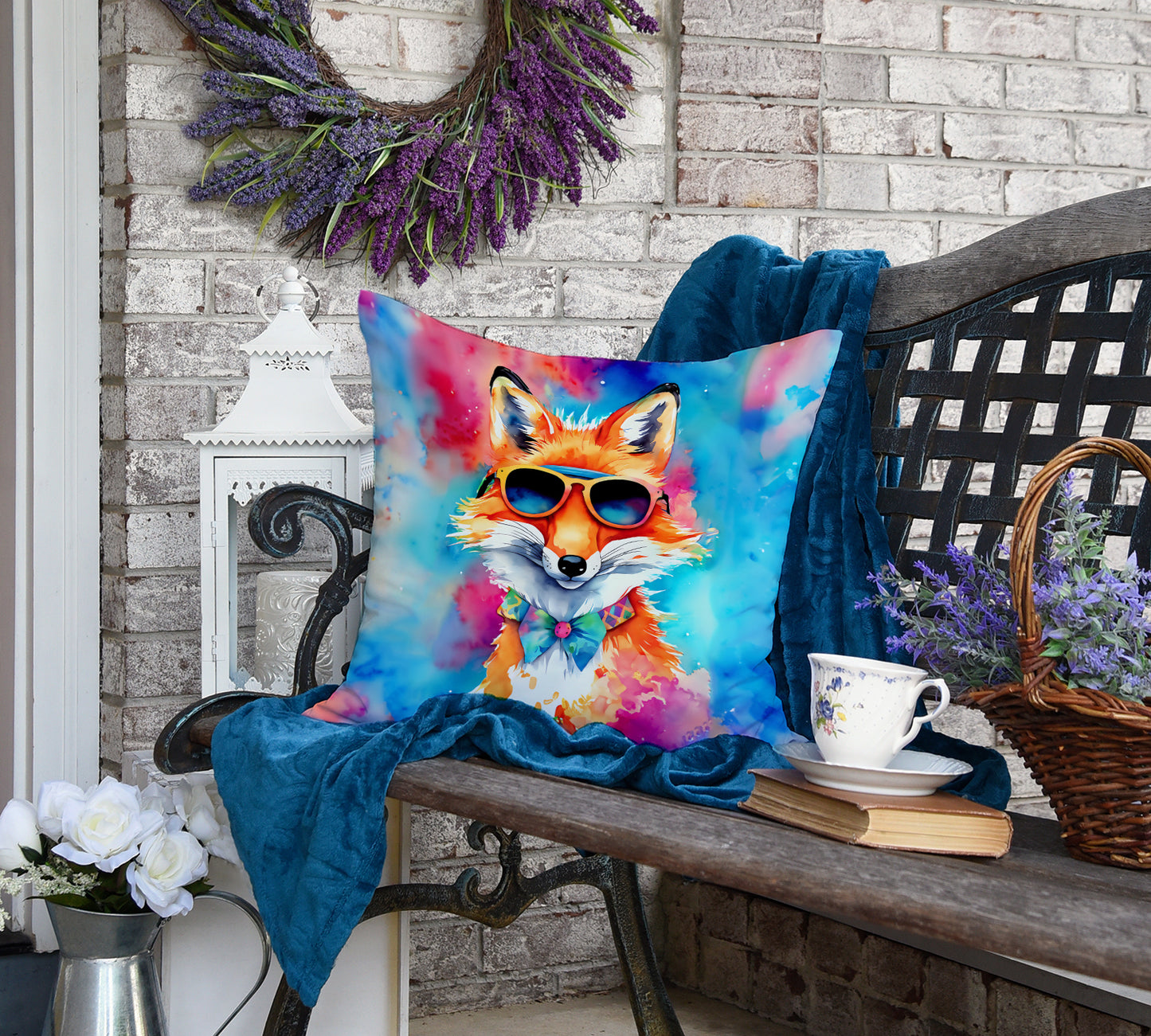 Hippie Animal Fox Throw Pillow