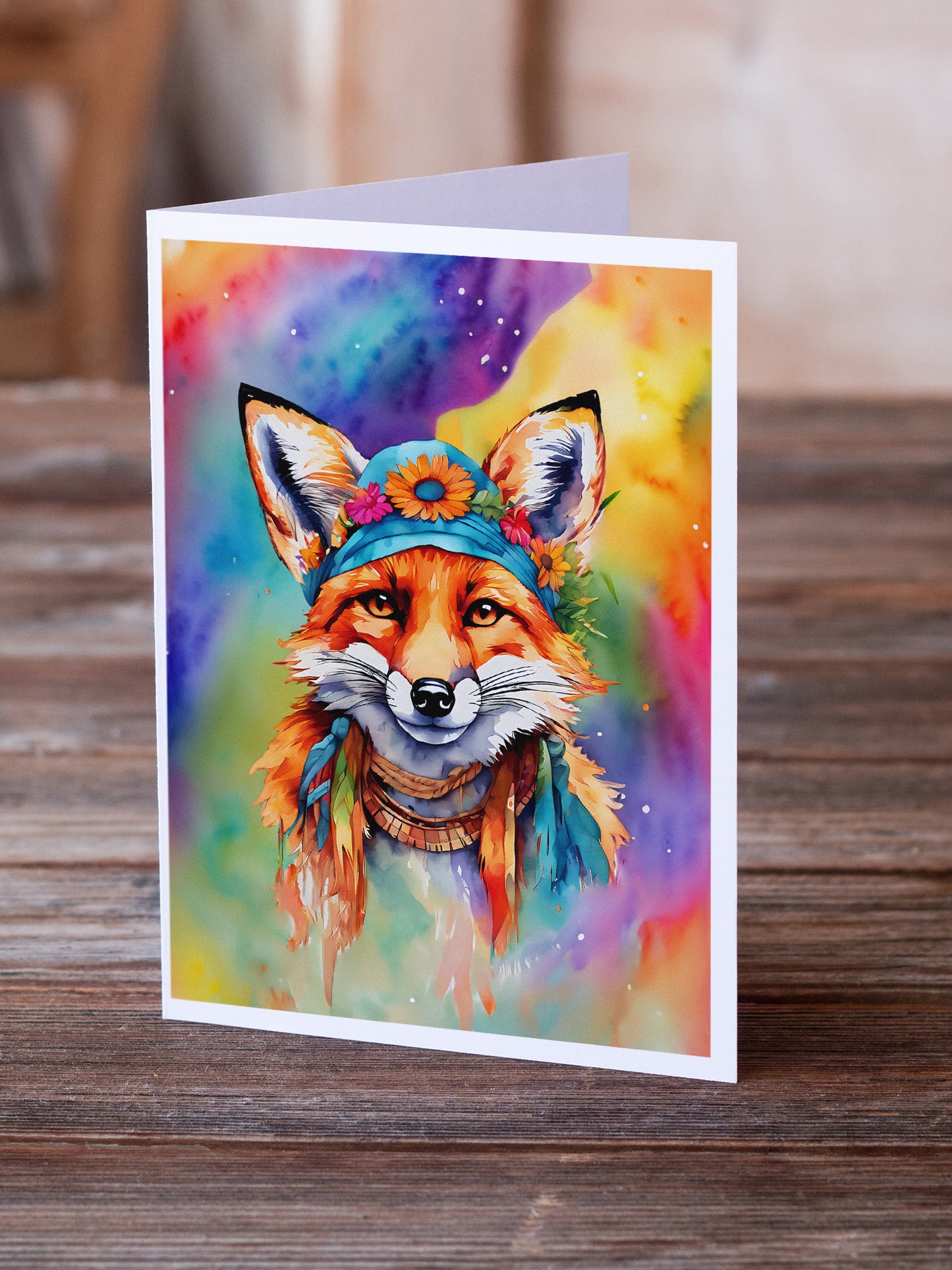 Hippie Animal Fox Greeting Cards Pack of 8