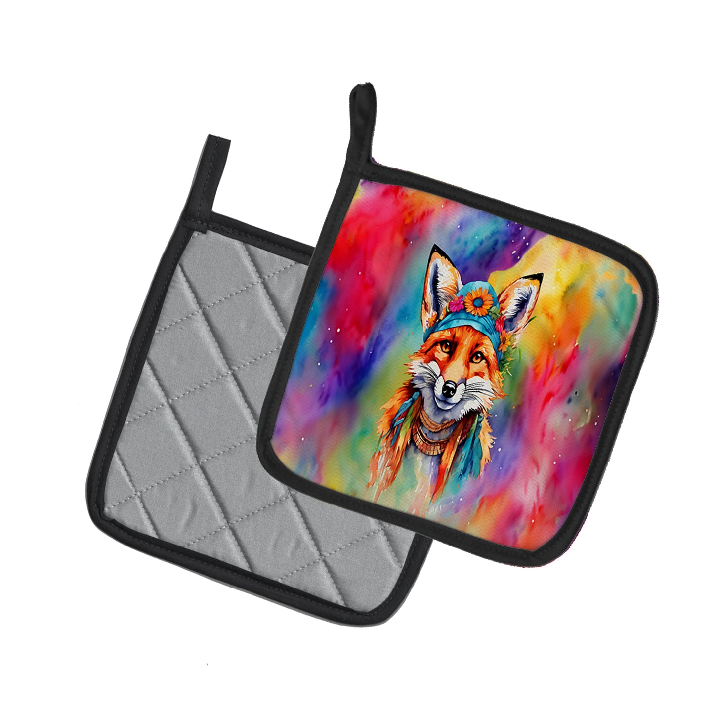 Hippie Animal Fox Pair of Pot Holders