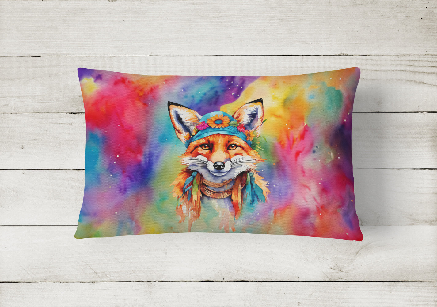 Hippie Animal Fox Throw Pillow