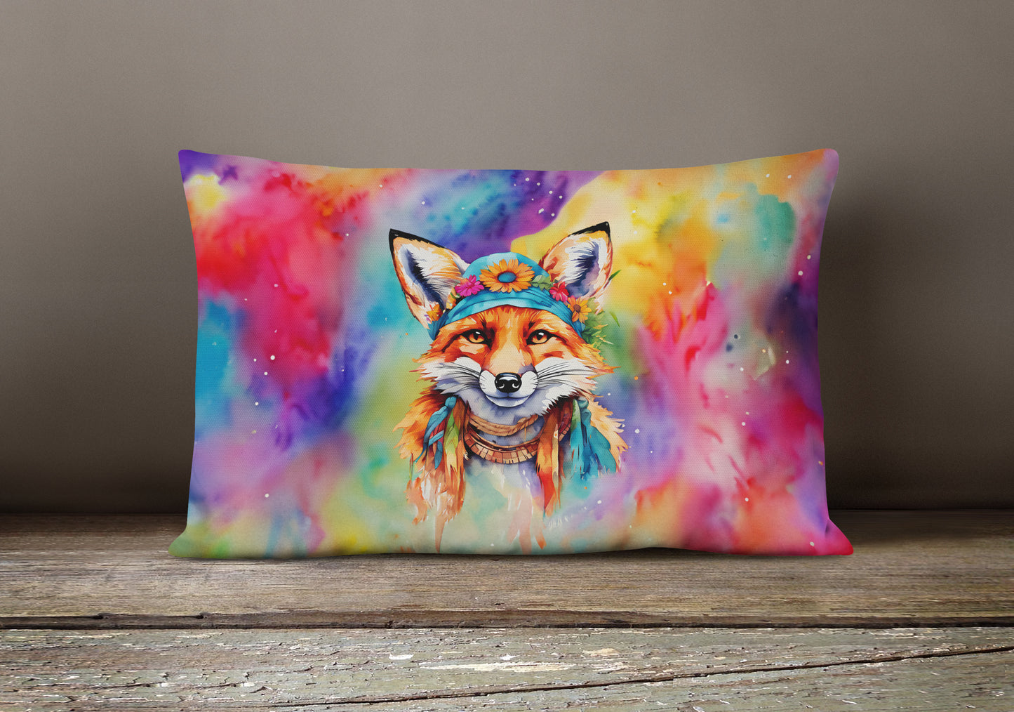 Hippie Animal Fox Throw Pillow