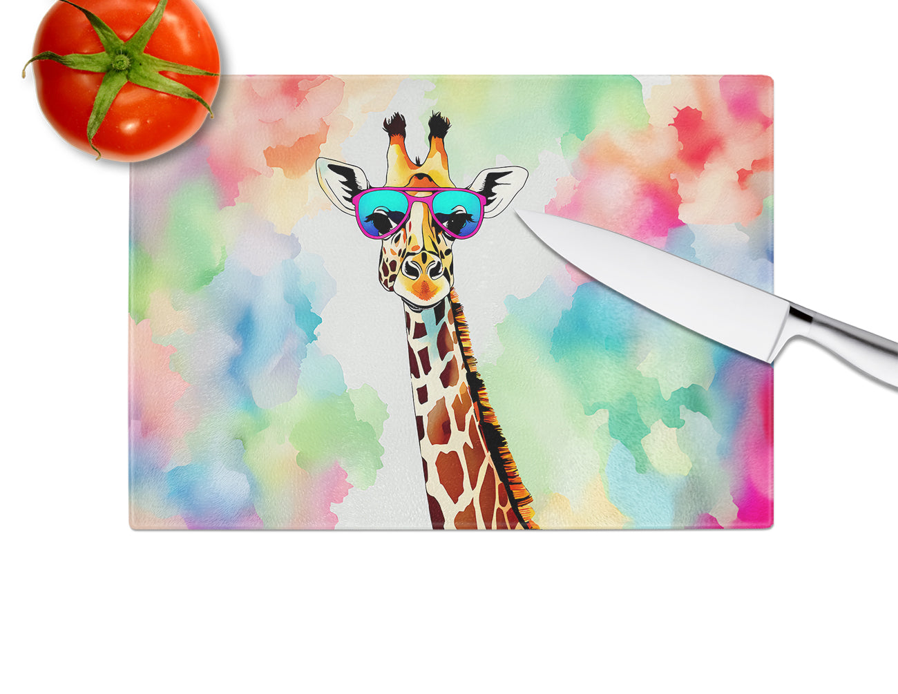 Hippie Animal Giraffe Glass Cutting Board