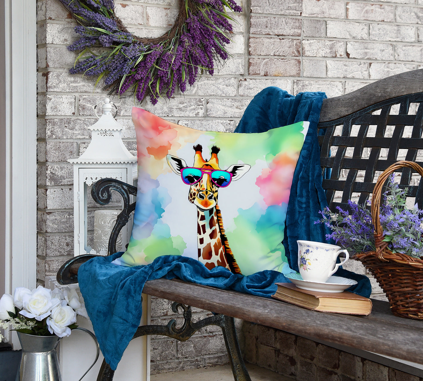 Hippie Animal Giraffe Throw Pillow