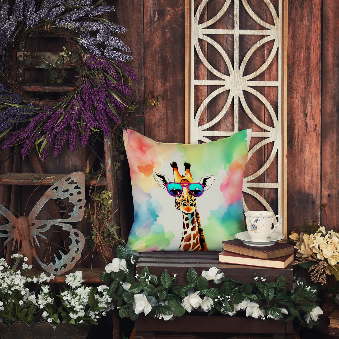 Hippie Animal Giraffe Throw Pillow