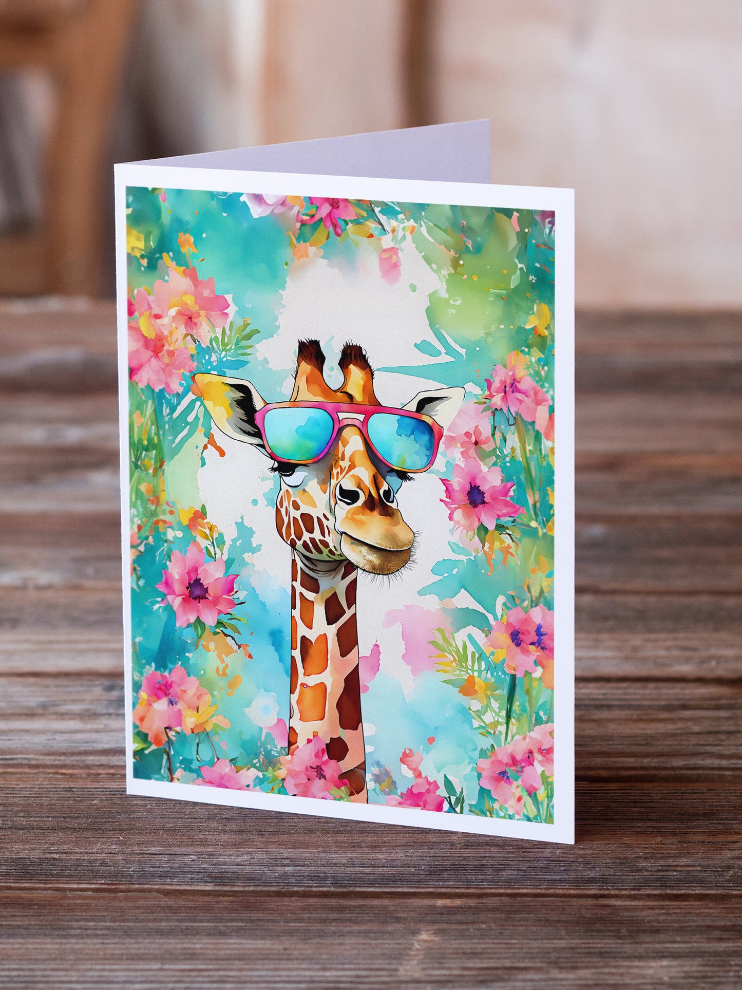 Hippie Animal Giraffe Greeting Cards Pack of 8