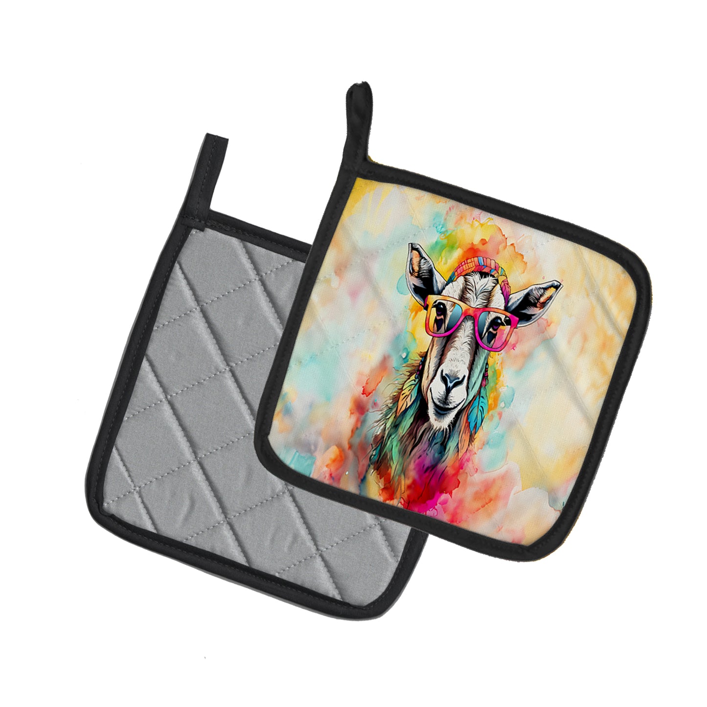 Hippie Animal Goat Pair of Pot Holders