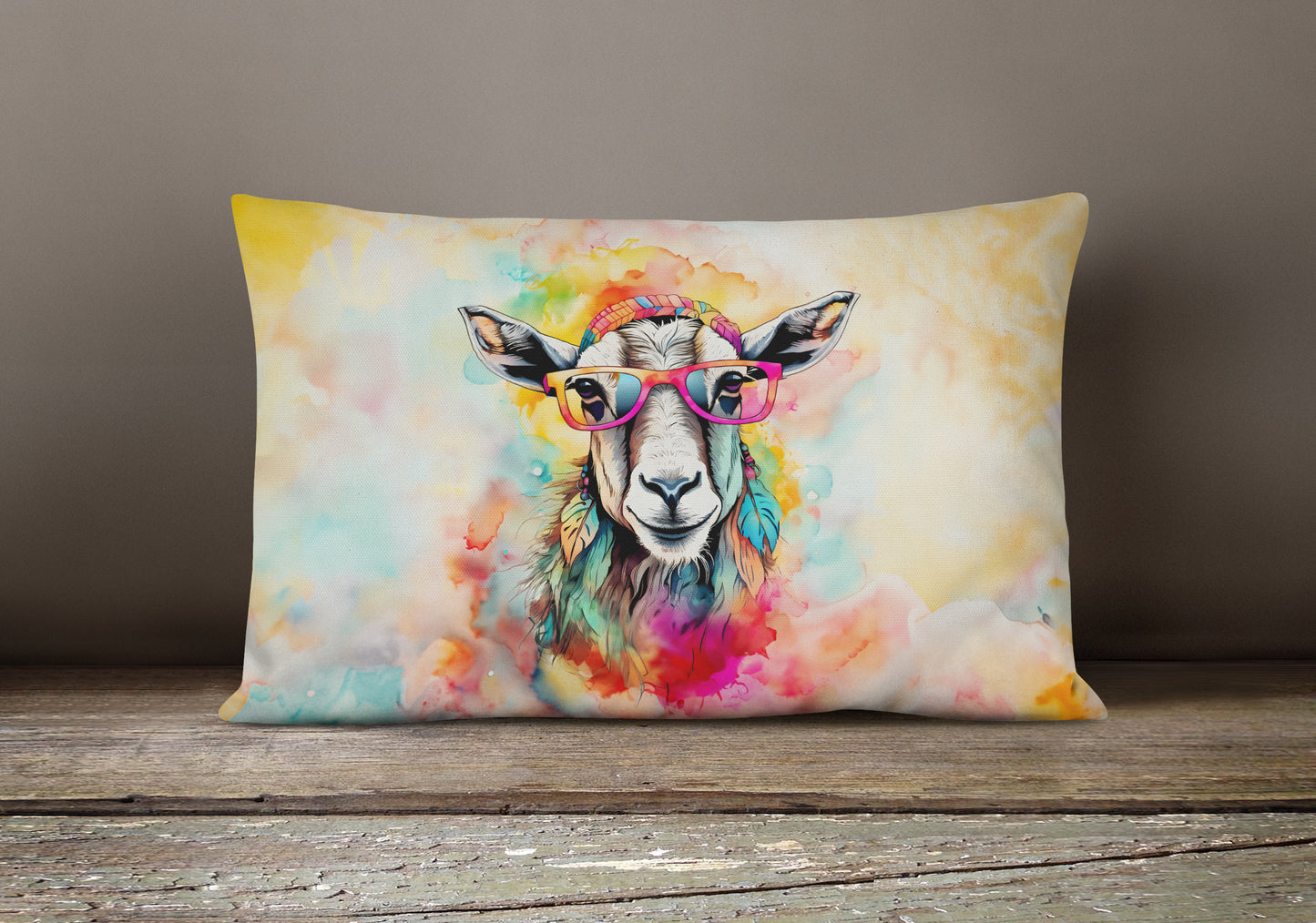 Hippie Animal Goat Throw Pillow