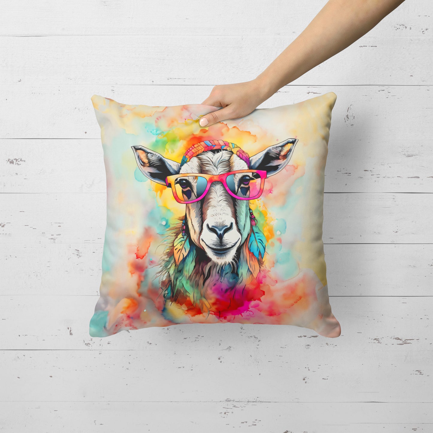 Hippie Animal Goat Throw Pillow