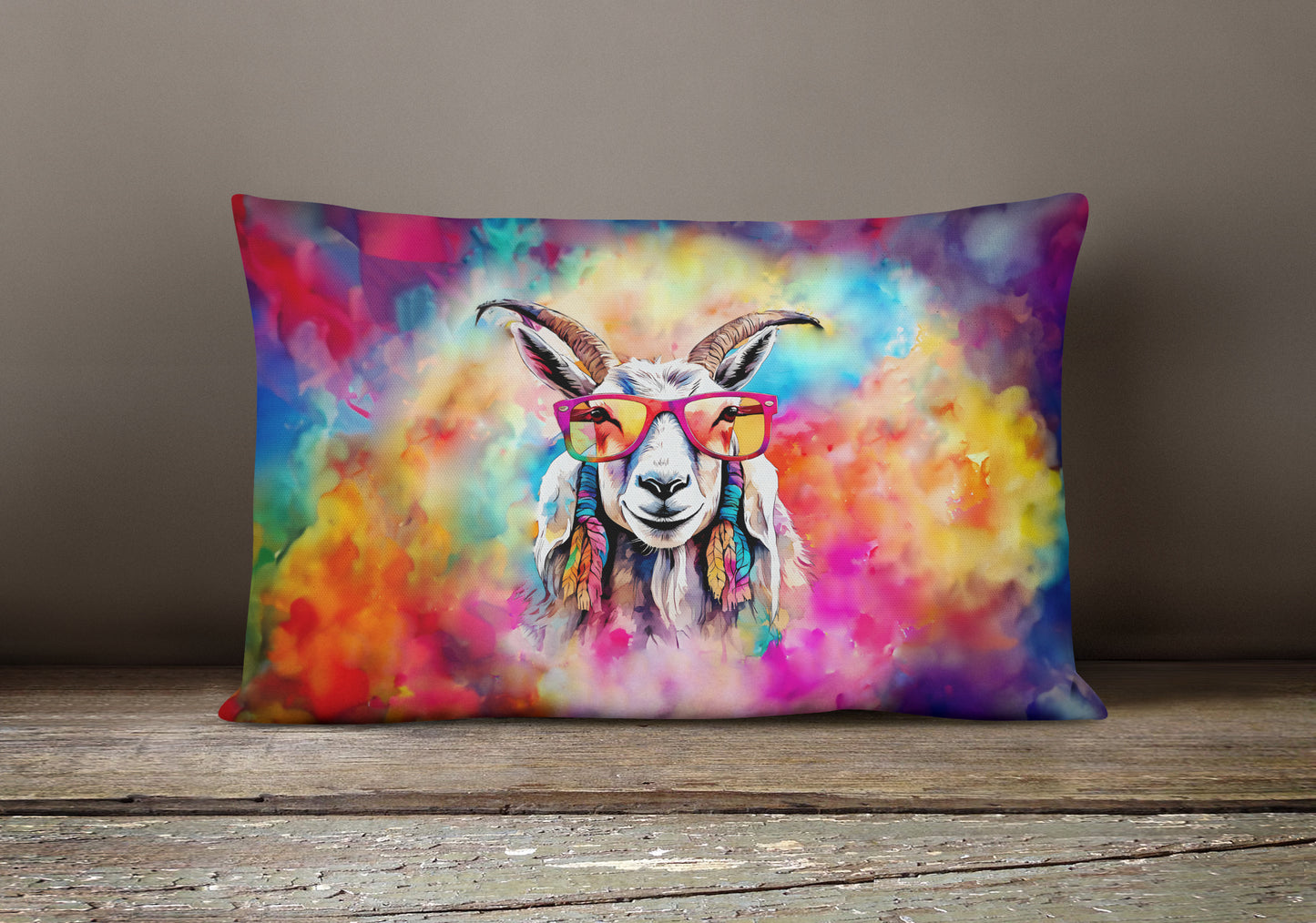 Hippie Animal Goat Throw Pillow