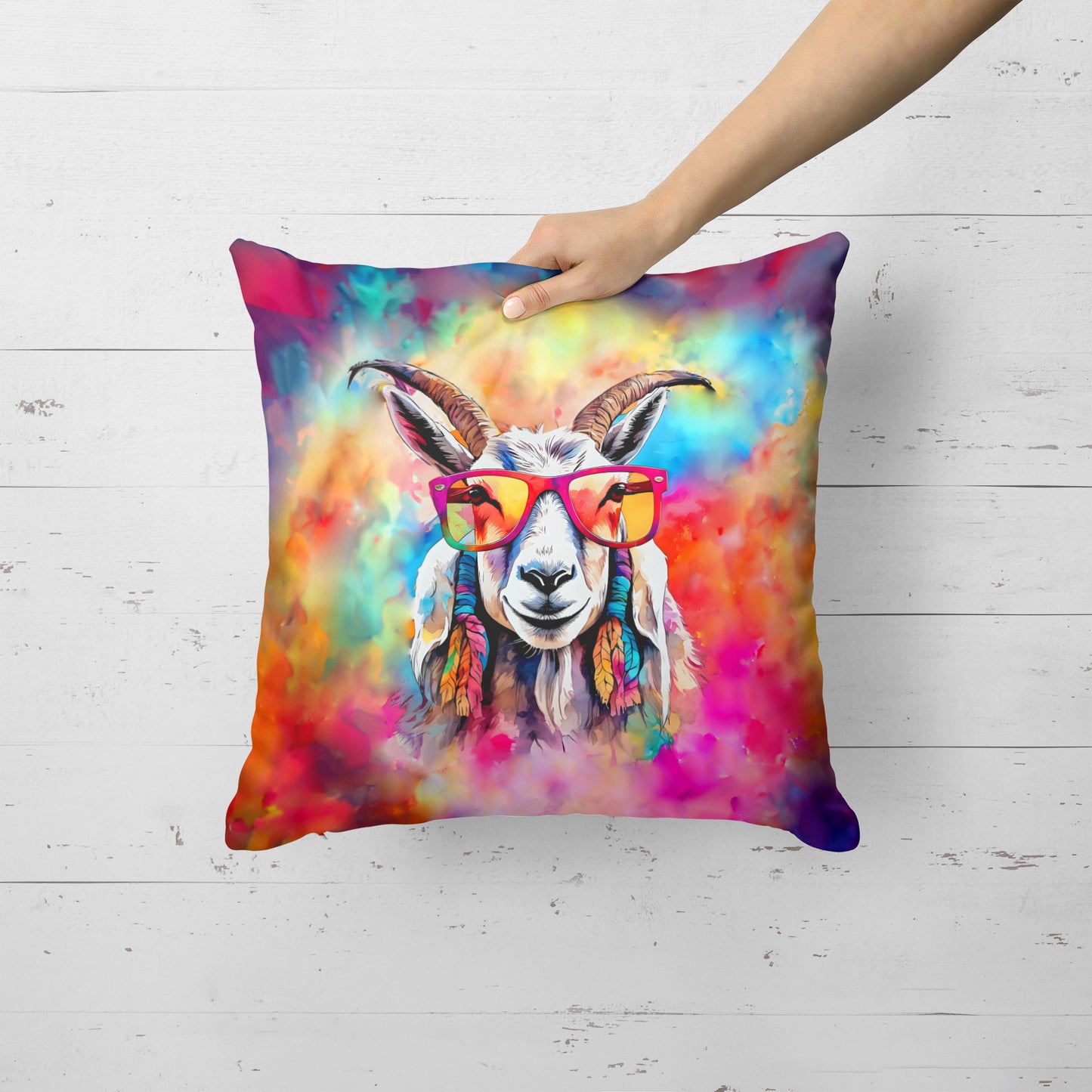 Hippie Animal Goat Throw Pillow