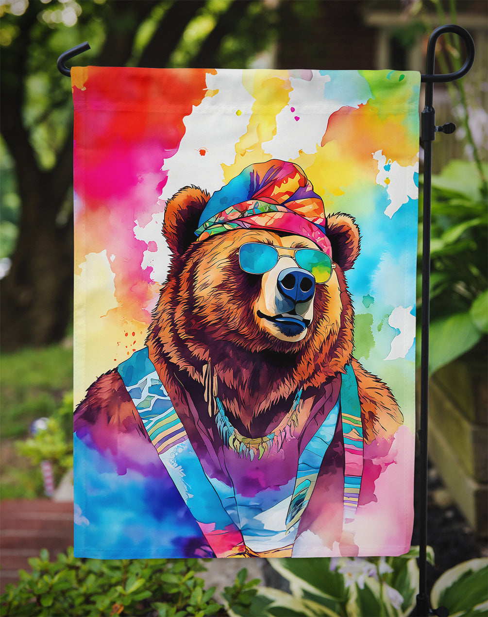 Hippie Animal Grizzly Bear Garden Flag