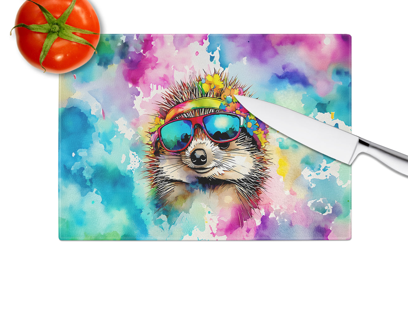 Hippie Animal Hedgehog Glass Cutting Board