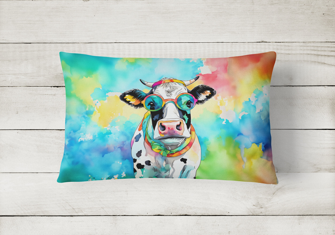 Hippie Animal Cow Throw Pillow