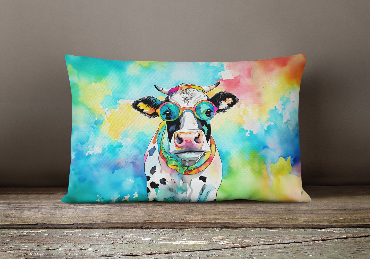 Hippie Animal Cow Throw Pillow