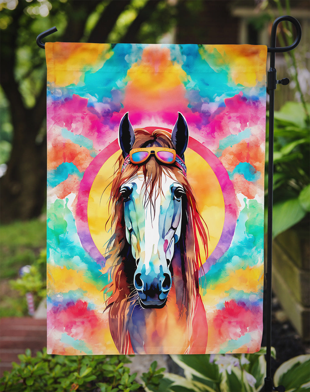 Hippie Animal Horse Garden Flag