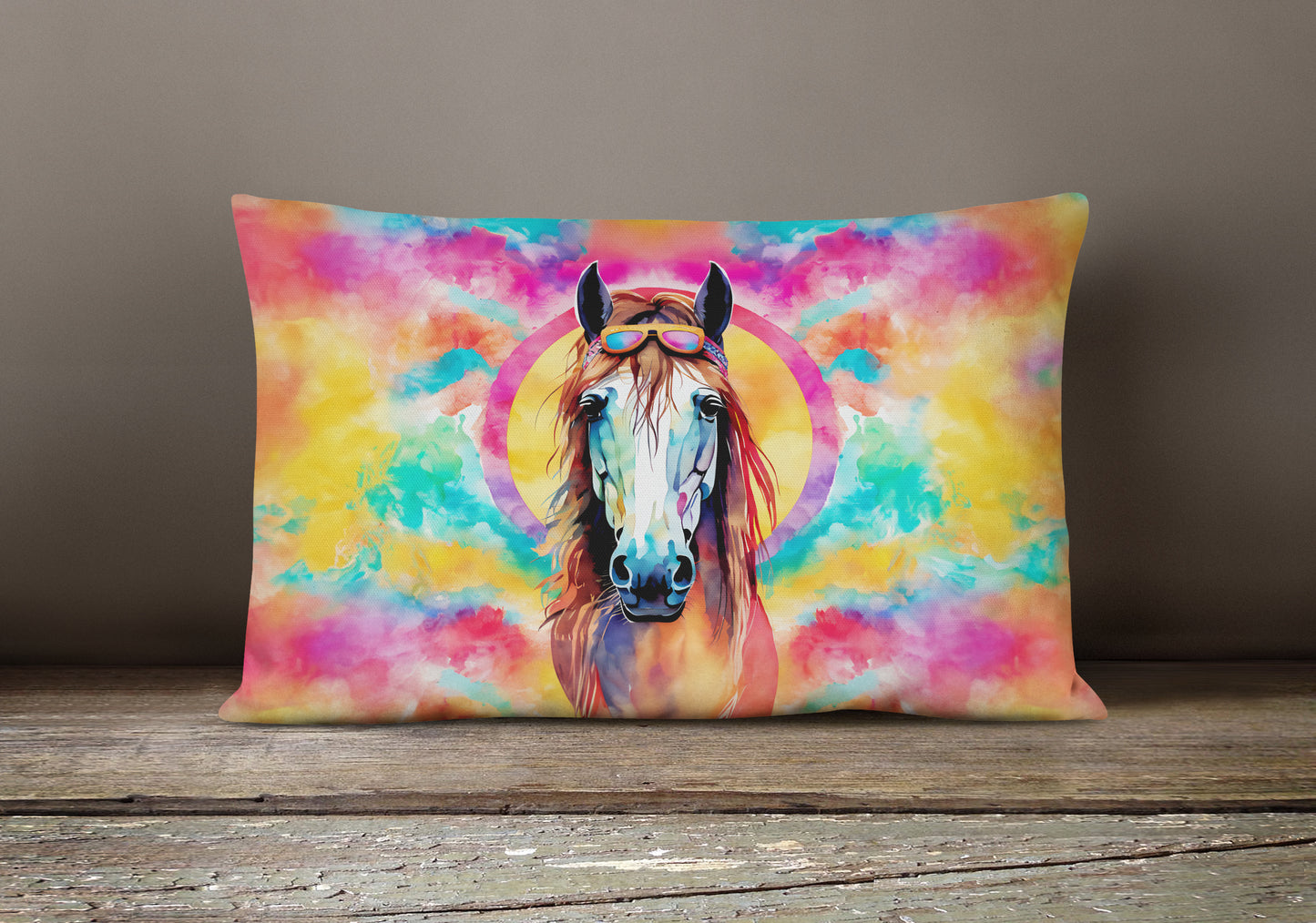 Hippie Animal Horse Throw Pillow