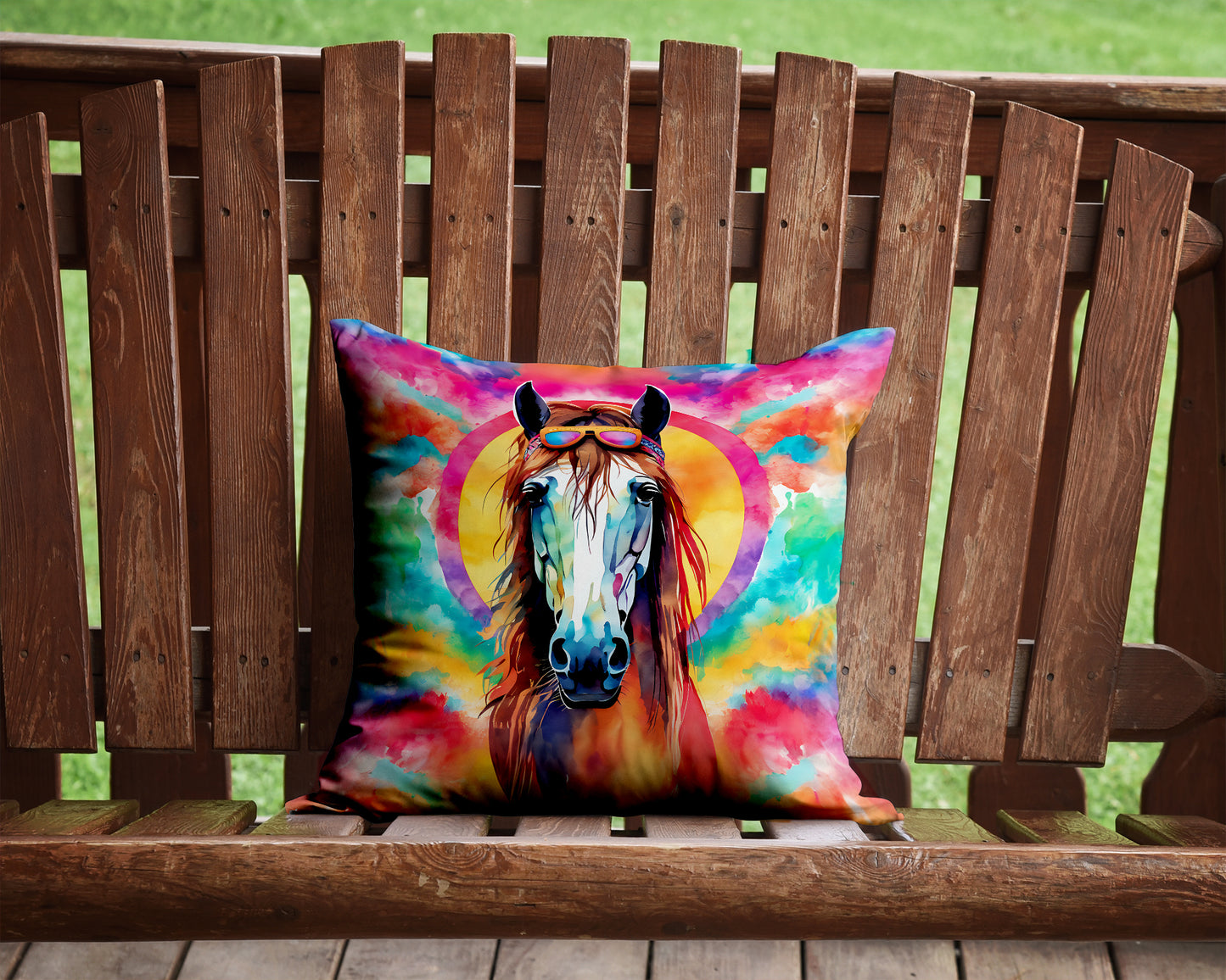 Hippie Animal Horse Throw Pillow