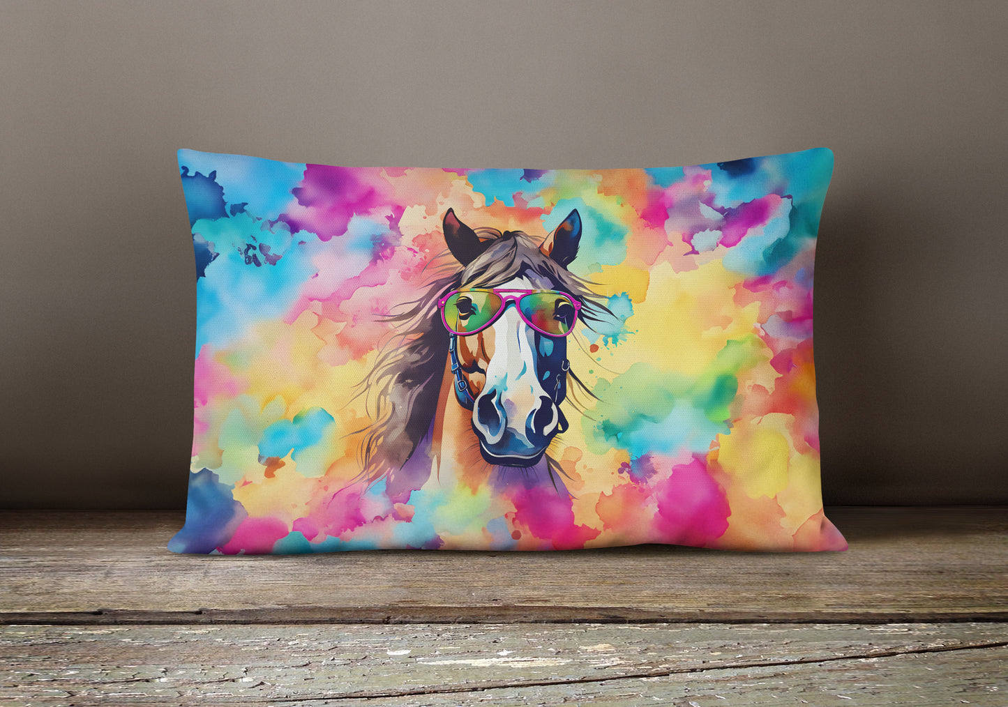 Hippie Animal Horse Throw Pillow