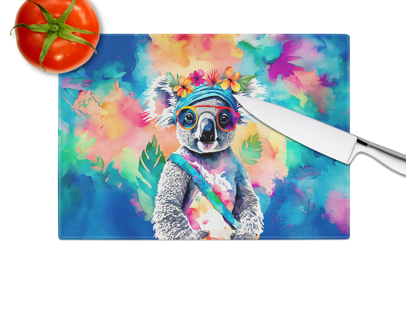 Hippie Animal Koala Glass Cutting Board