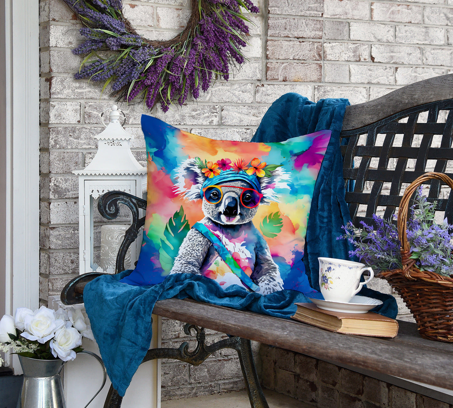 Hippie Animal Koala Throw Pillow