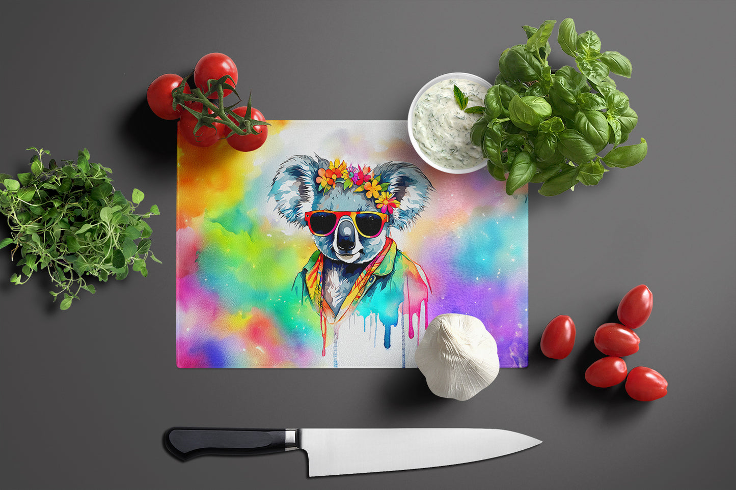 Hippie Animal Koala Glass Cutting Board