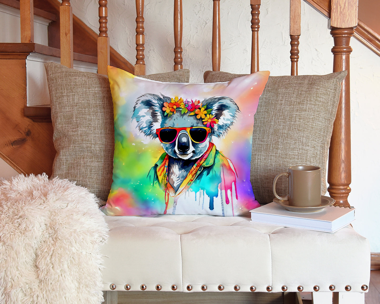 Hippie Animal Koala Throw Pillow