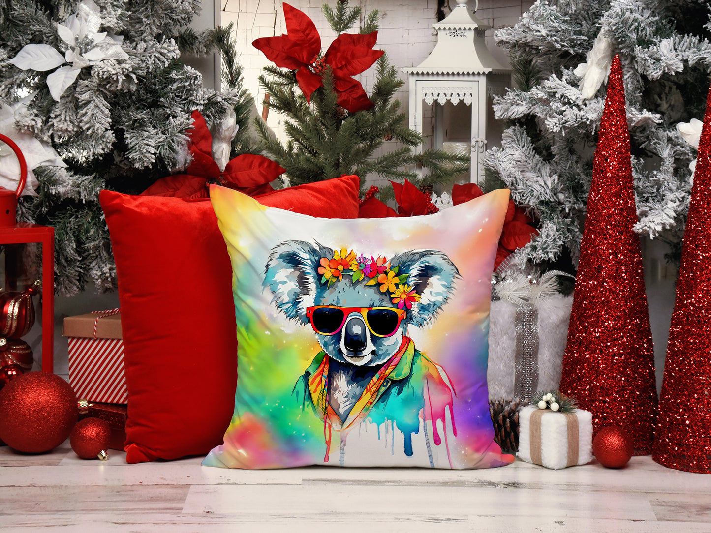 Hippie Animal Koala Throw Pillow