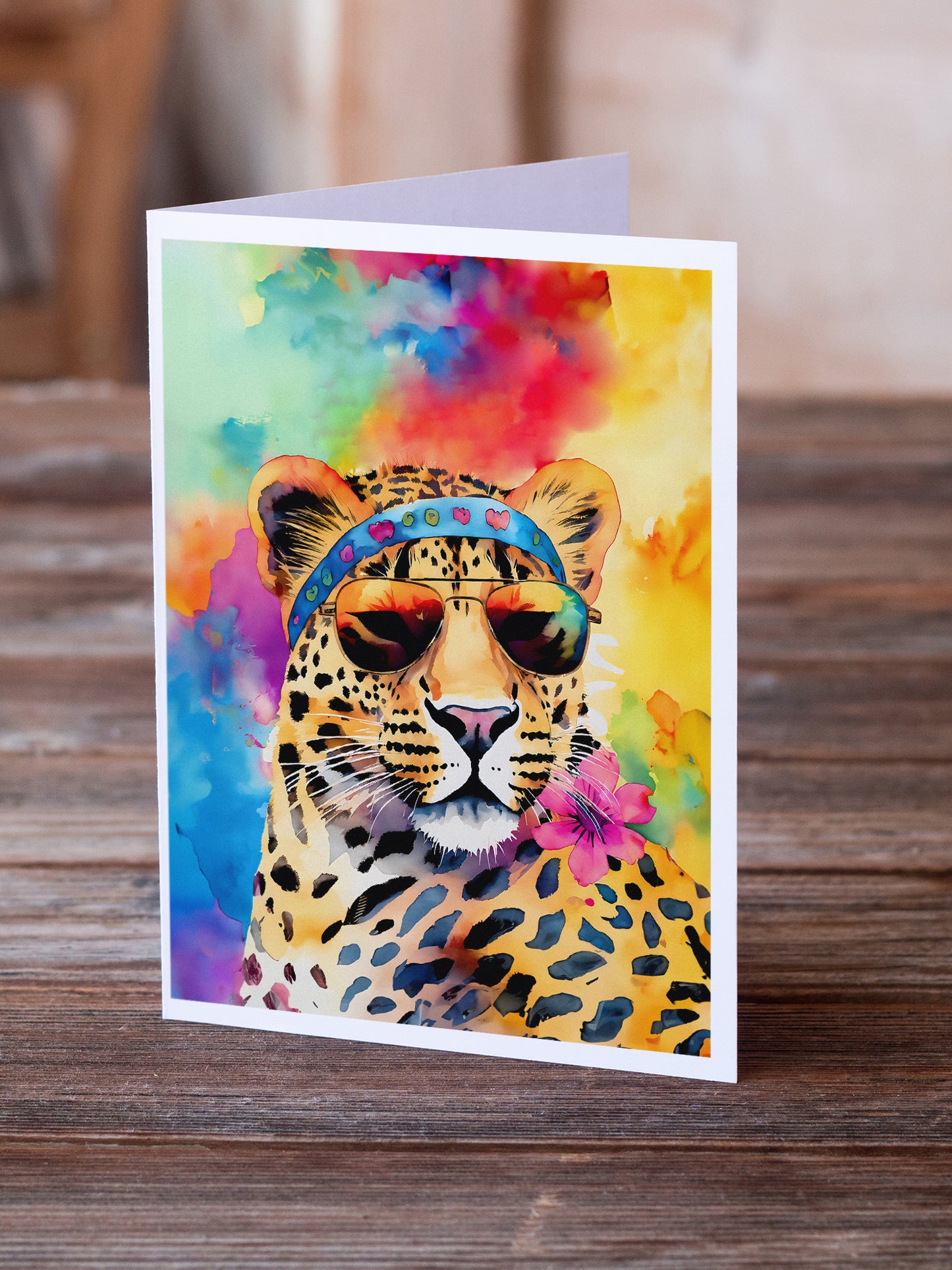 Hippie Animal Leopard Greeting Cards Pack of 8