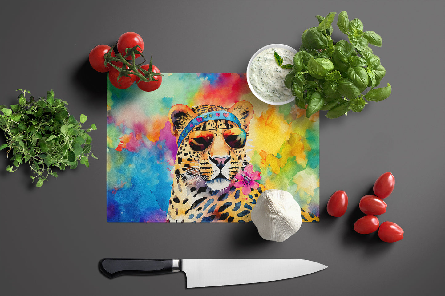 Hippie Animal Leopard Glass Cutting Board