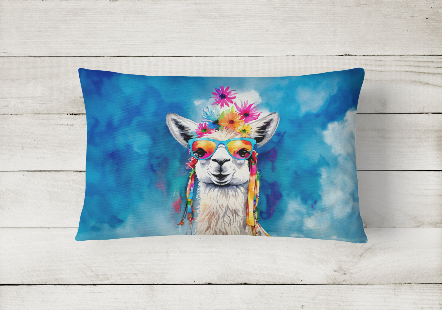 Hippie Animal Llama Throw Pillow