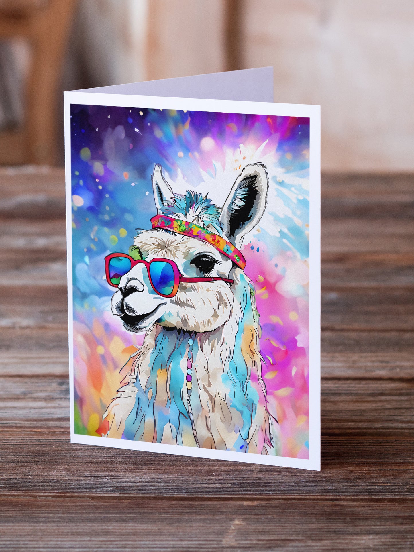 Hippie Animal Llama Greeting Cards Pack of 8