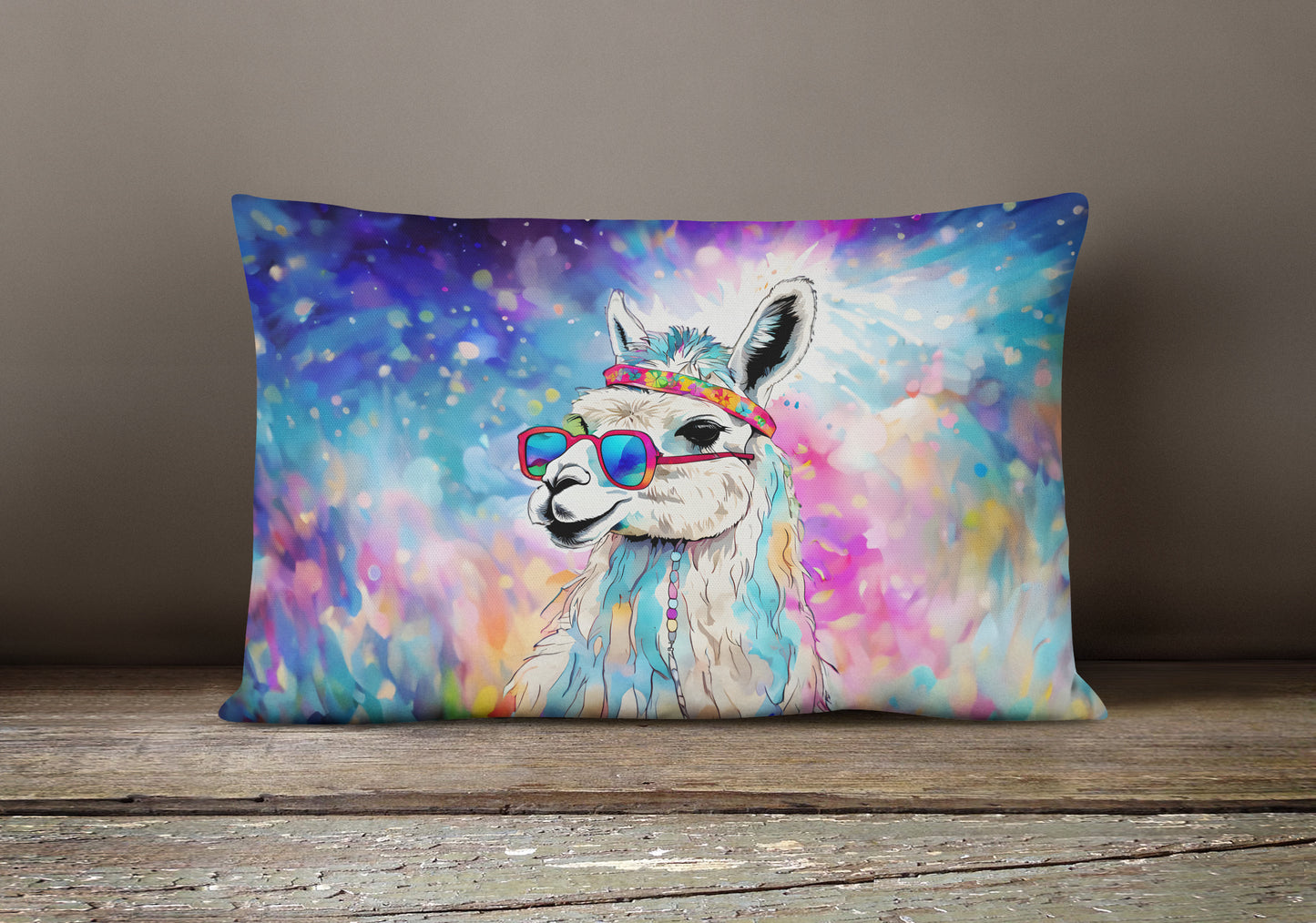 Hippie Animal Llama Throw Pillow