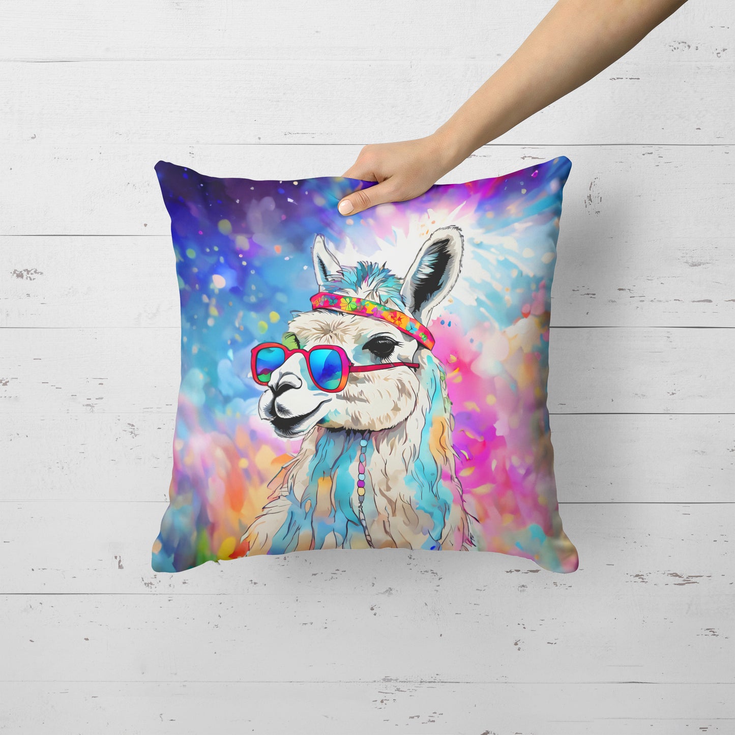 Hippie Animal Llama Throw Pillow