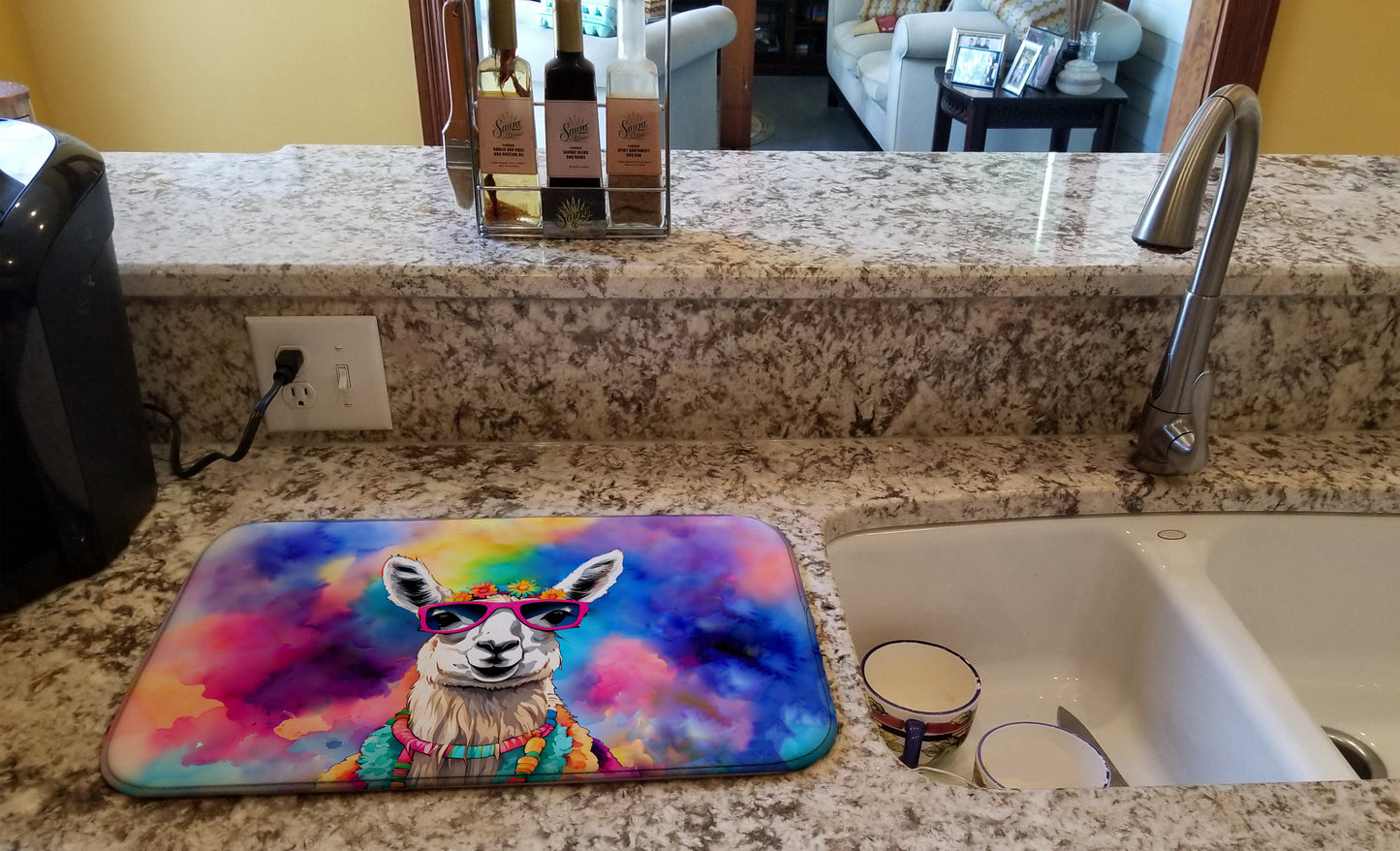 Hippie Animal Llama Dish Drying Mat