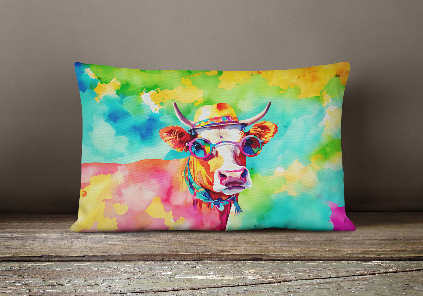 Hippie Animal Malvi Cow Throw Pillow