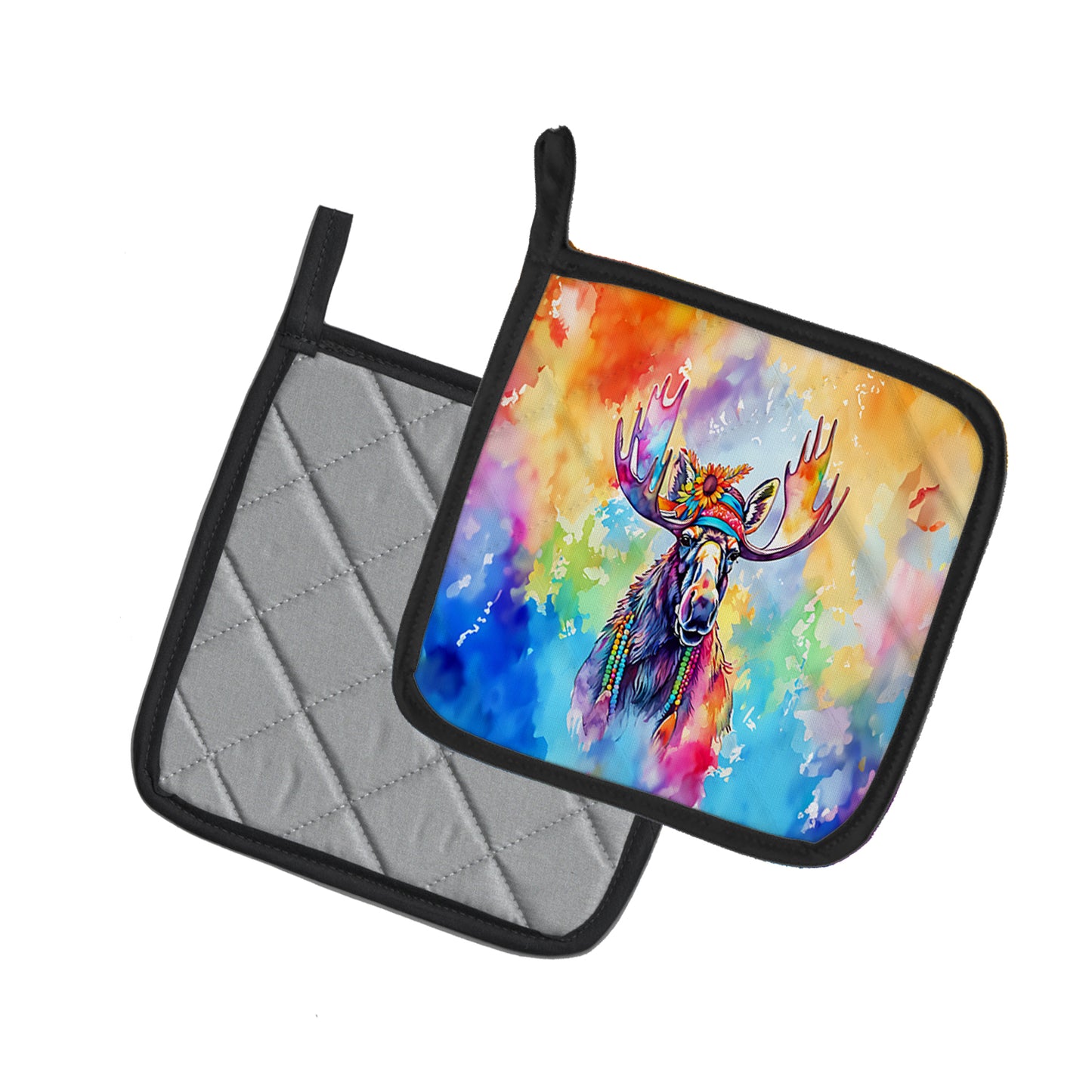 Hippie Animal Moose Pair of Pot Holders