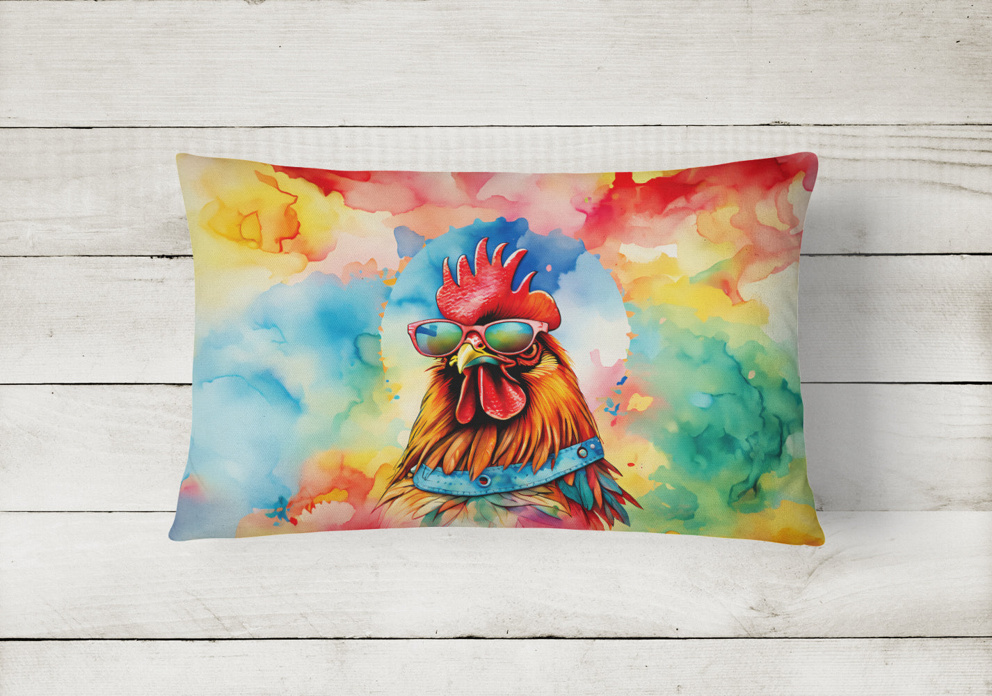 Hippie Animal Red Rooster Throw Pillow