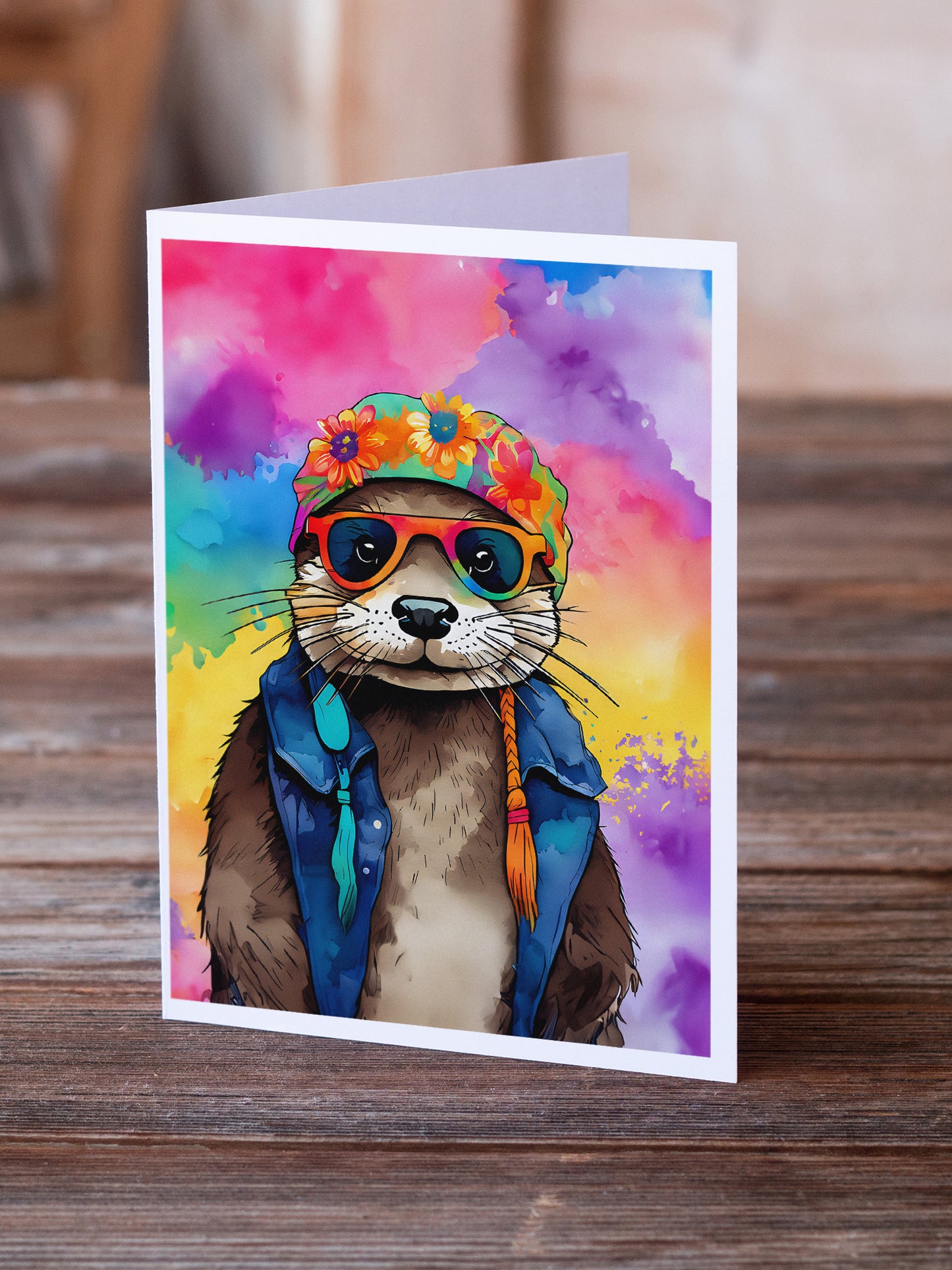 Hippie Animal Otter Greeting Cards Pack of 8