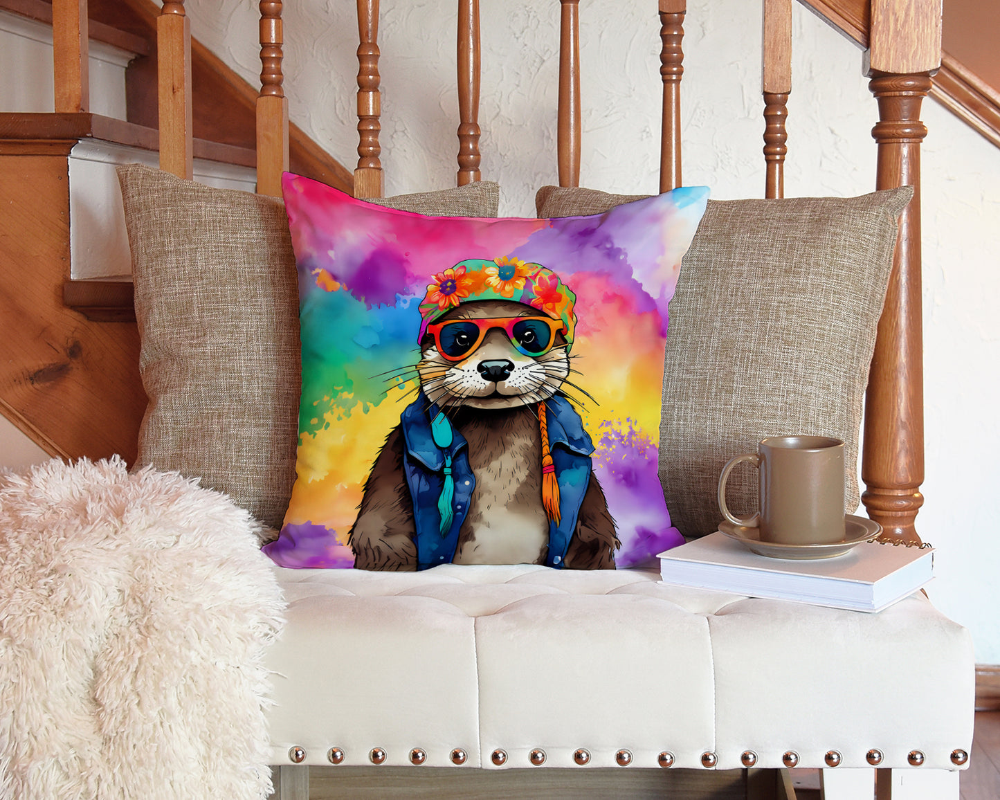 Hippie Animal Otter Throw Pillow