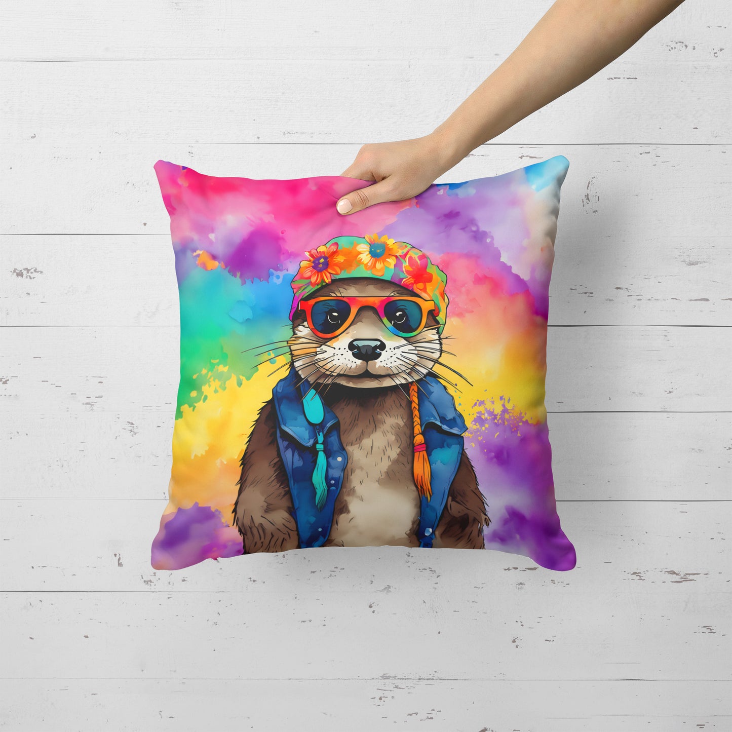 Hippie Animal Otter Throw Pillow