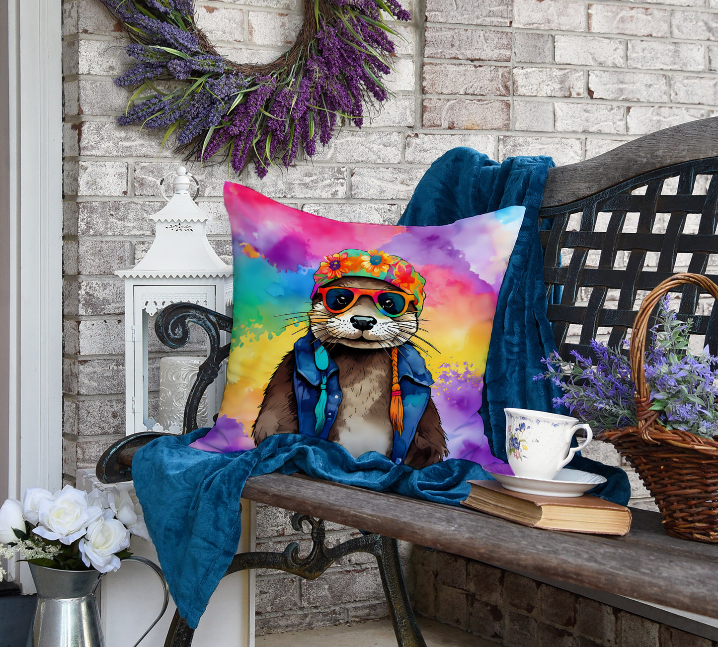 Hippie Animal Otter Throw Pillow