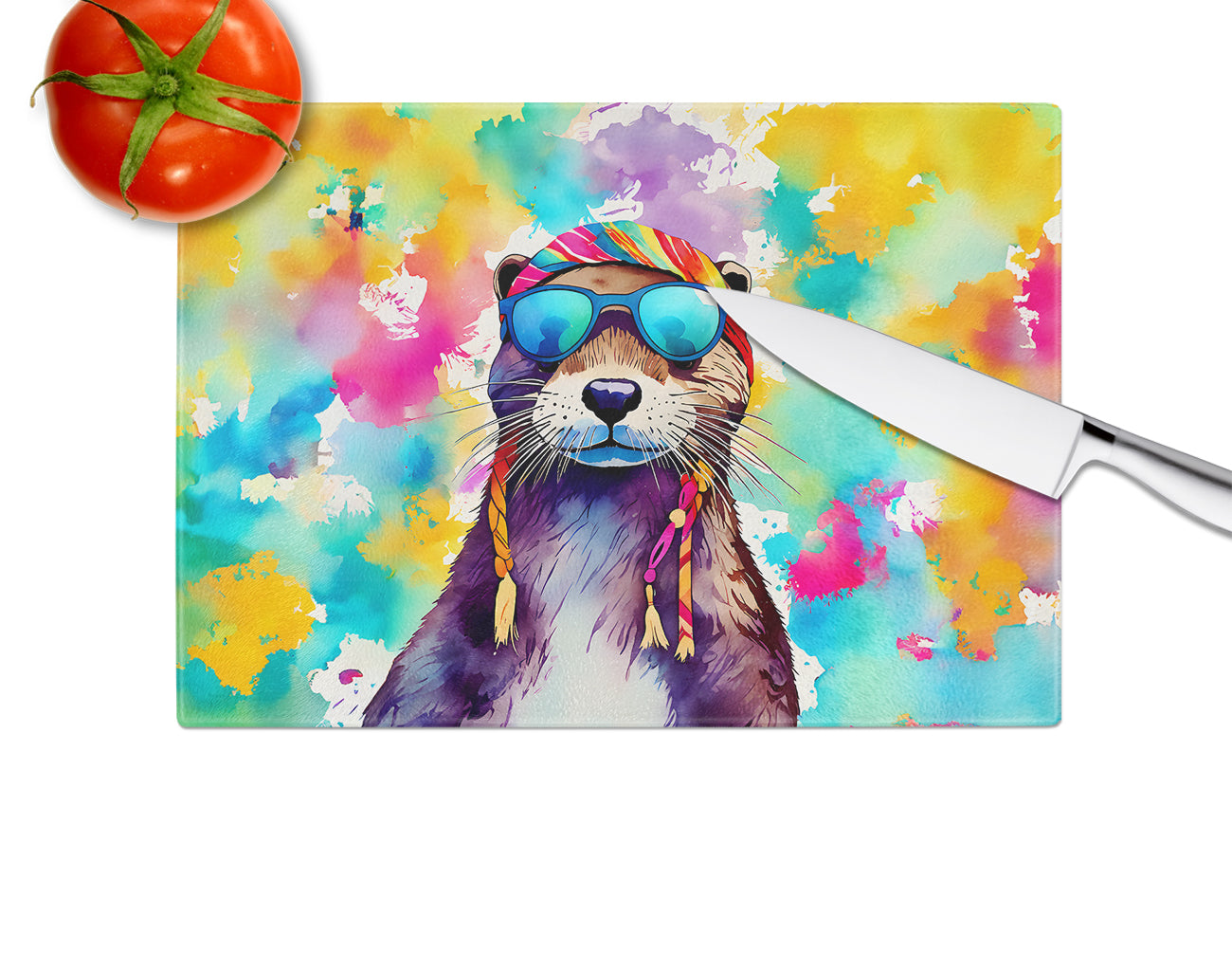 Hippie Animal Otter Glass Cutting Board