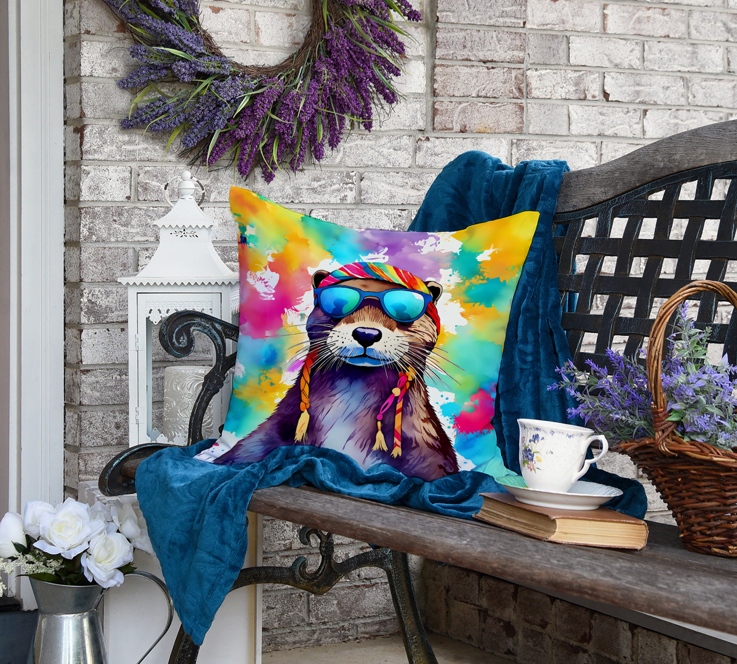 Hippie Animal Otter Throw Pillow