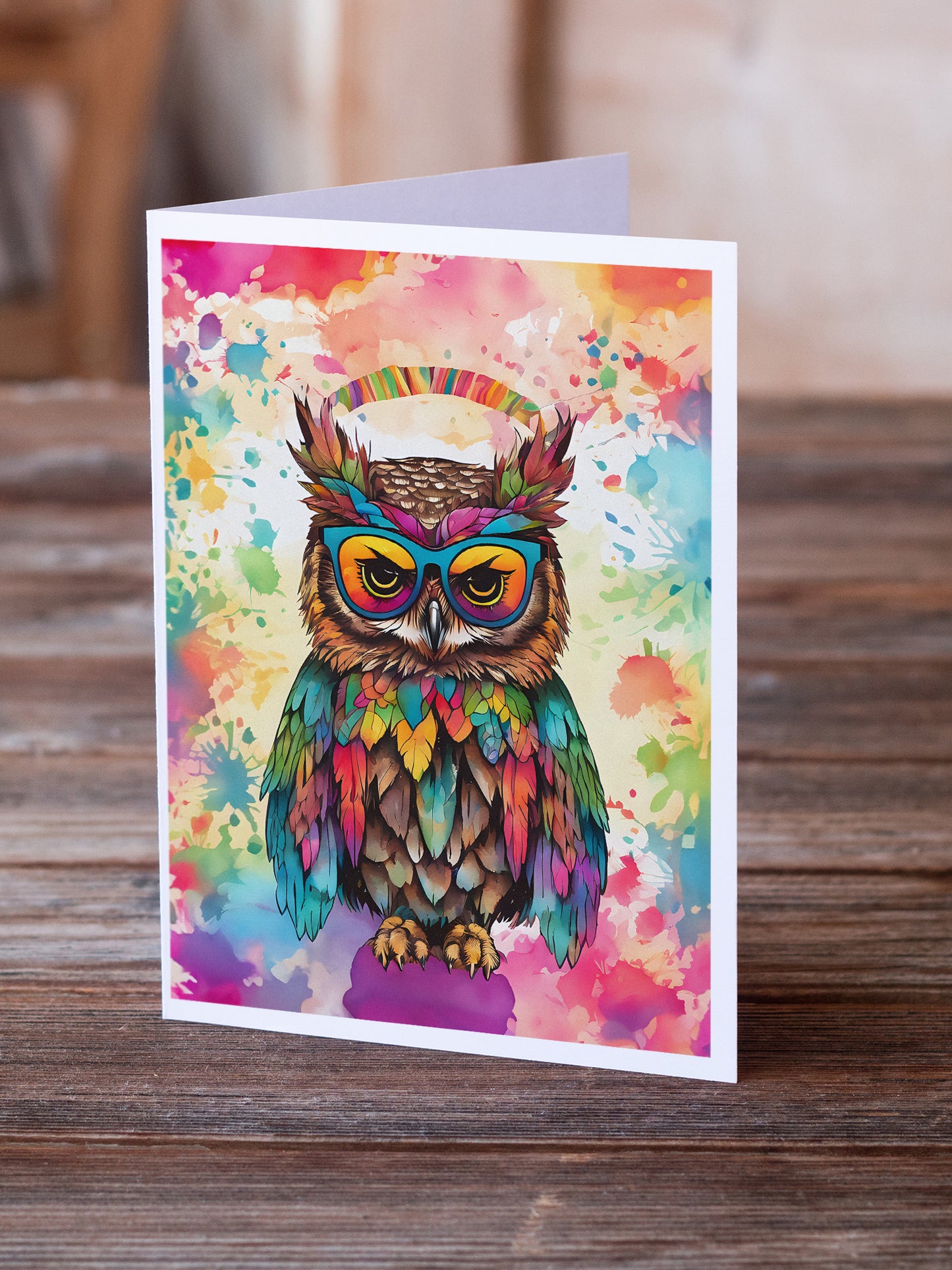 Hippie Animal Owl Greeting Cards Pack of 8