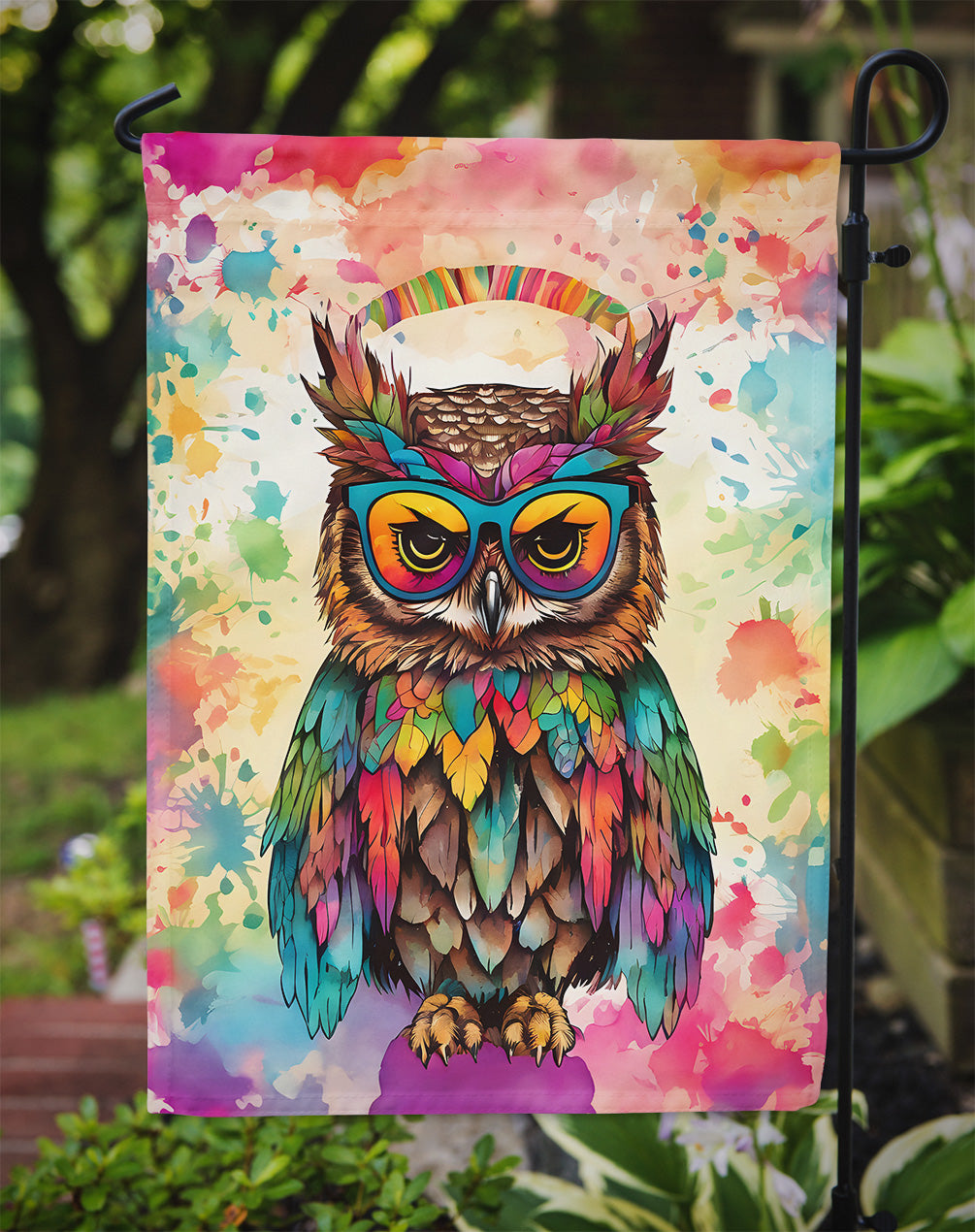 Hippie Animal Owl Garden Flag