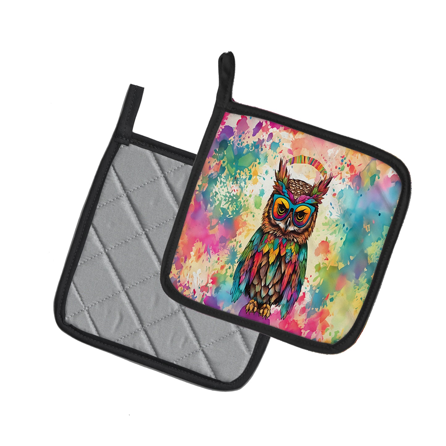 Hippie Animal Owl Pair of Pot Holders