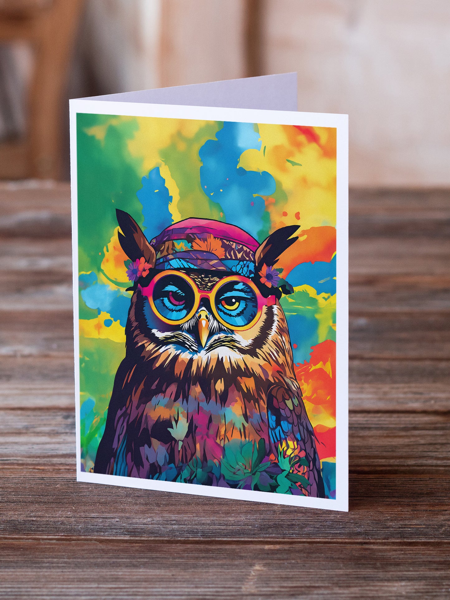 Hippie Animal Owl Greeting Cards Pack of 8