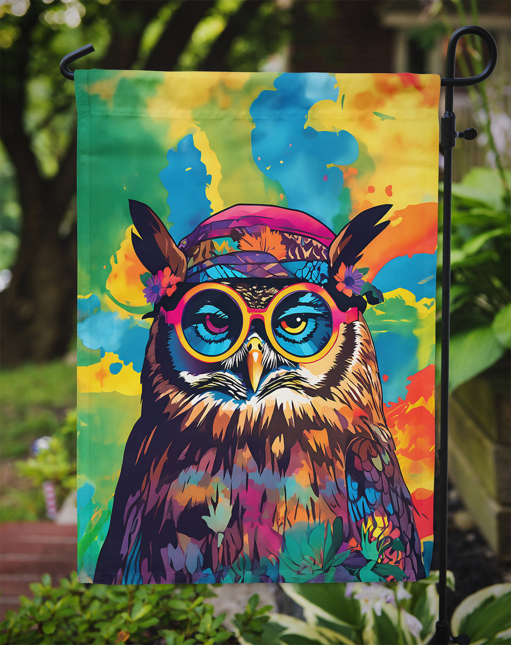 Hippie Animal Owl Garden Flag