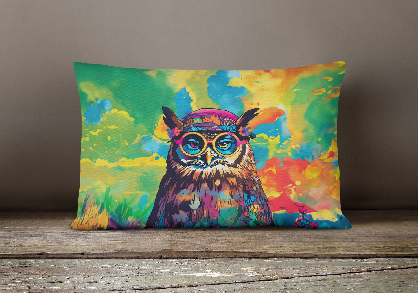 Hippie Animal Owl Throw Pillow