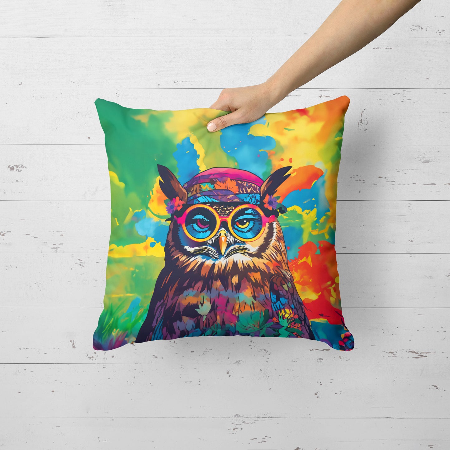 Hippie Animal Owl Throw Pillow